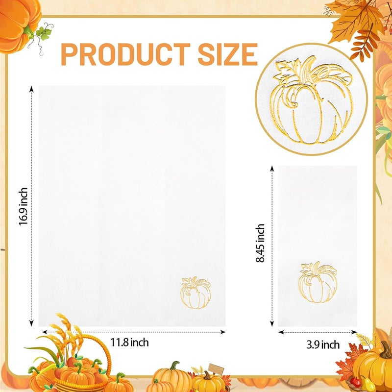 Joyido 50PCS Thanksgiving Pumpkin Napkins - Heavy Duty Fall Pumpkin Paper Napkins - Thanksgiving Disposable Hand Towels for Friendsgiving Table Decor Party Supplies - Image 2